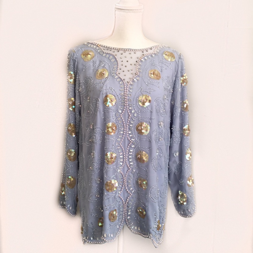 Vintage Sequin Pearl Top